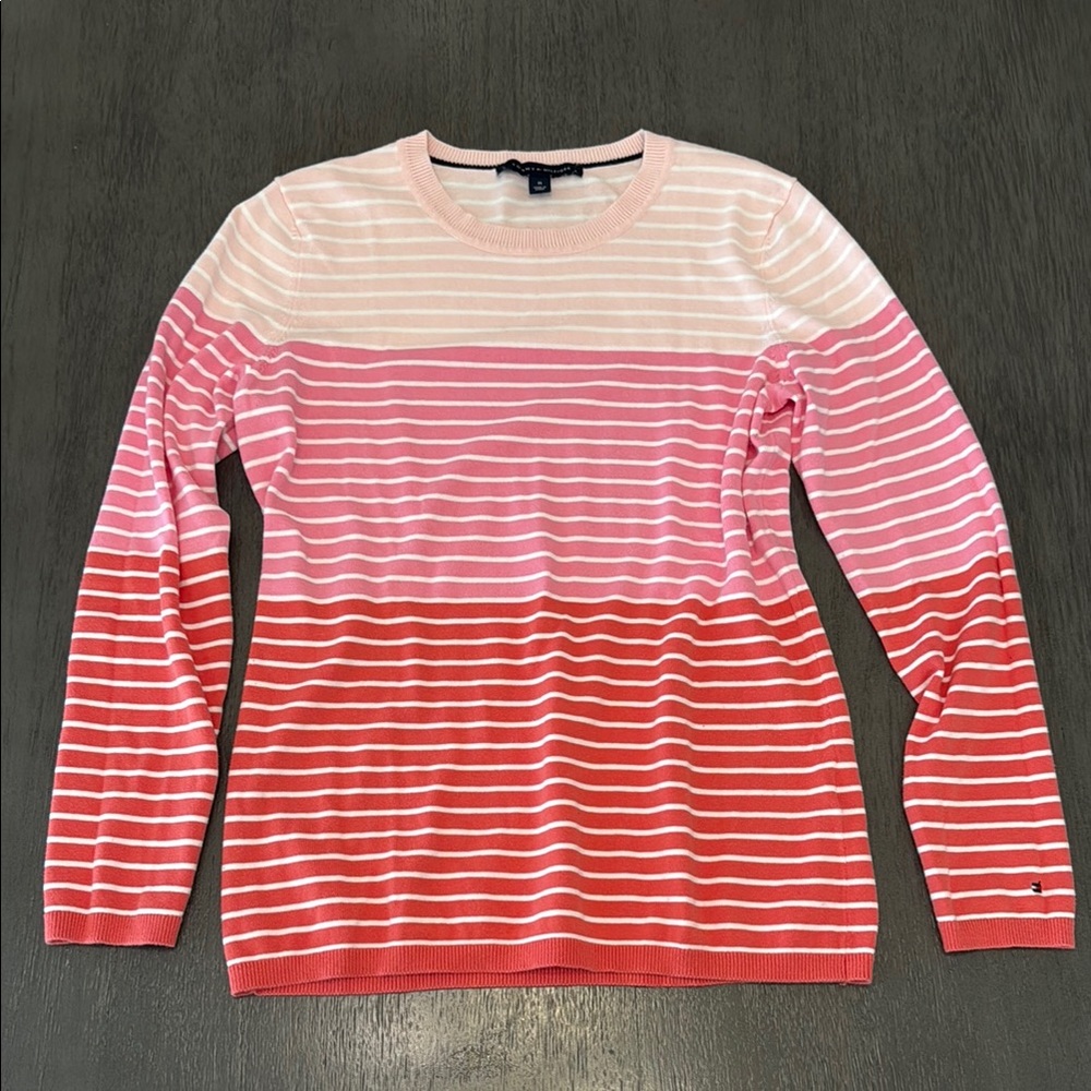Tommy Hilfiger Pink Striped Sweater Size Medium